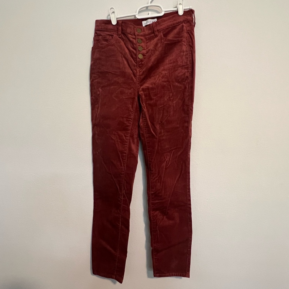 LOFT Burgundy High Rise Corduroy Pants
